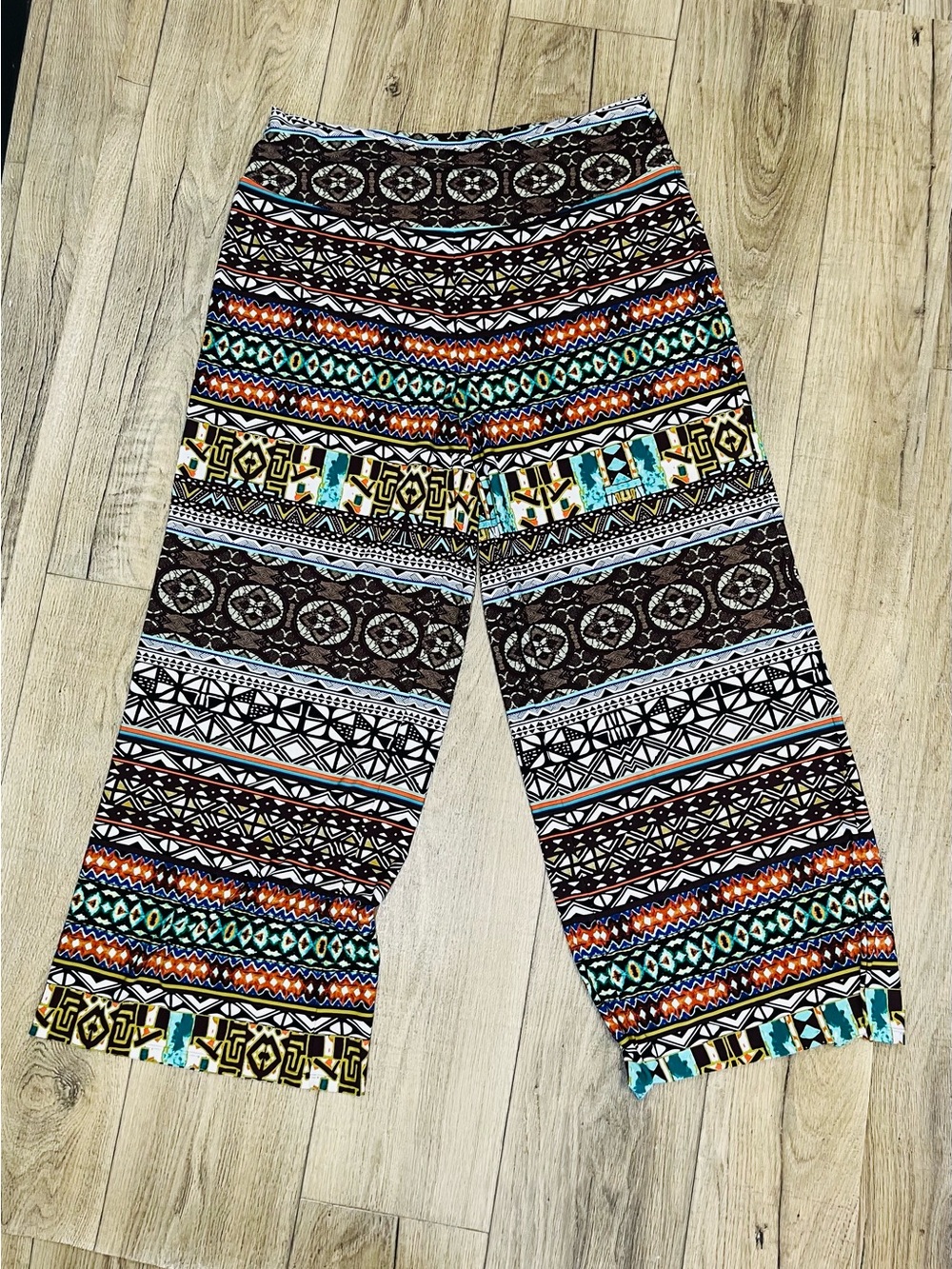 Cato Wide-Leg Tribal Print Pants - Black, Brown, Blue, Green, Orange - Picture 4 of 9